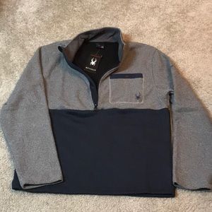 NWT mens SPYDER 1/2 zip sweatshirt pullover - L - gray & navy